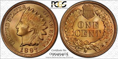 1897 1C MS67+ RD