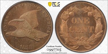 1858 1C Large Letters MS66