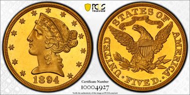 1894 $5 PR64CAM