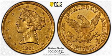1861-C $5 AU55