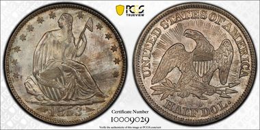 1853 50C Arrows & Rays MS67
