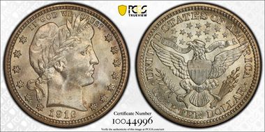1916 25C Barber MS66