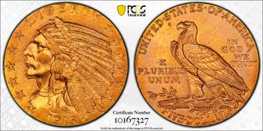 1915 $5 MS62