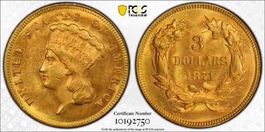 1871 $3 MS62
