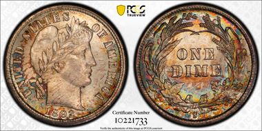 1892-S 10C MS66+