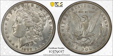 1888-O $1 VAM 4, Hot Lips AU53