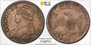 1814 50C O-105a Single Leaf AU55