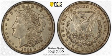 1921-D $1 VAM 3A Wing Dot XF45