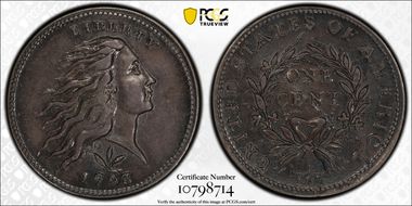 1793 1C Wreath, Vine and Bars AU55BN