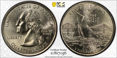 2001-D 25C Rhode Island MS68