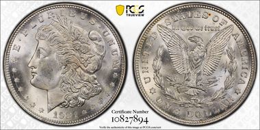 1921 $1 Morgan, Pitted Reverse MS64