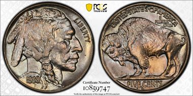 1938-D 5C Overmintmark FS-515 MS65