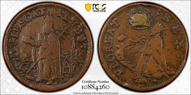 1670s NJ 1/4P Saint Patrick, Martin 1c.9-Da.10 VF30BN