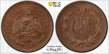 1919-Mo 10C Bronze MS65BN
