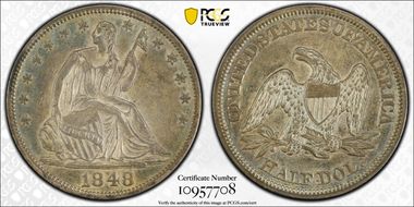 1848 50C WB-11 AU58+