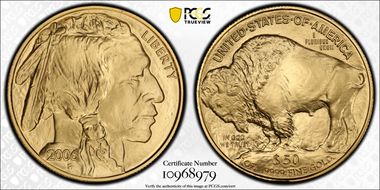 2006 $50 American Buffalo .9999 Fine Gold MS70