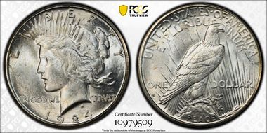 1924-S $1 VAM 3 Doubled Reverse MS62