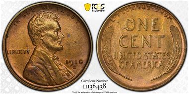 1918-S 1C MS64RB