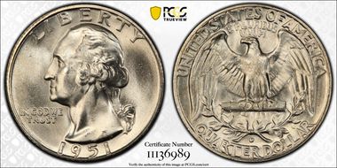 1951-D 25C DDO, FS-101 MS66