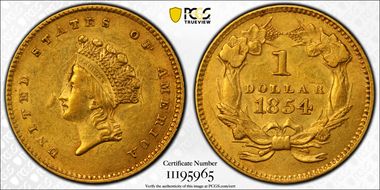 1854 G$1 Type 2 AU58