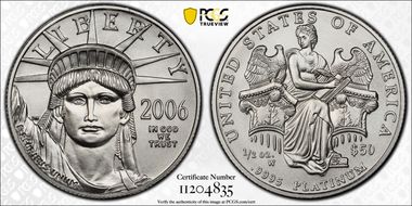 2006-W $50 Burnished St. of Liberty First Strike SP70