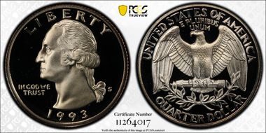 1993-S 25C Clad PR70DCAM