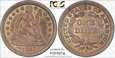 1857 10C AU58