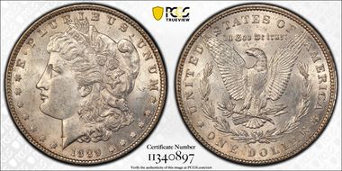 1889 $1 VAM 16, Doubled Ear MS62