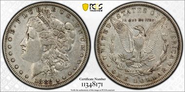1882-O/S $1 VAM 3, O/S Flush XF45
