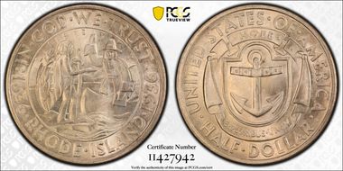 1936-D 50C Rhode Island MS65
