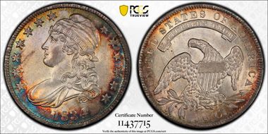 1834 50C Large Date, Small Letters AU53