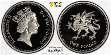 1995 £1 S-J10 Welsh Design Ag PR68DCAM