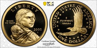 2005-S SAC$1 PR70DCAM
