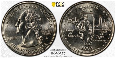 2003-D 25C Illinois MS68