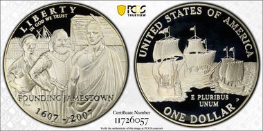 2007-P $1 Jamestown PR70DCAM