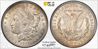 1921 $1 Morgan VAM 41A, Pitted Rev MS64