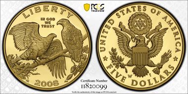 2008-W $5 Bald Eagle PR69DCAM