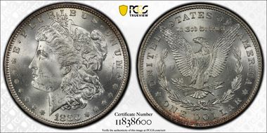 1880 $1 VAM 25, 0/9 Overdate MS65