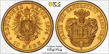 1874-B 10 Mk J-207 MS65