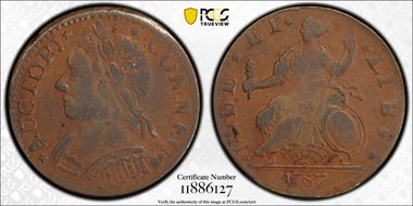 1787 CT 1/2P Mailed Bust Left, M 11.1-E VF35BN