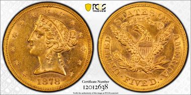 1878 $5 MS61