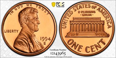 1994-S 1C PR70DCAM