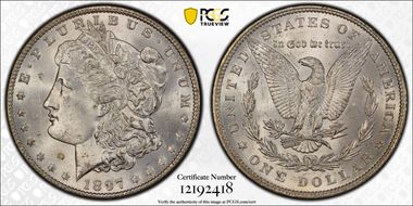 1897 $1 VAM 8, Doubled Stars MS64