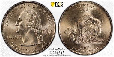 2005-D 25C Kansas Satin Finish SP69