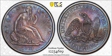 1861-O 50C W-06, LA Issue XF45