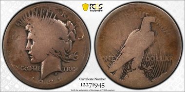 1921 $1 High Relief, Peace AG3