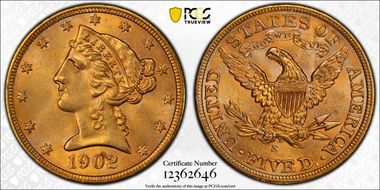 1902-S $5 MS64