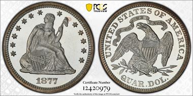1877 25C PR67DCAM