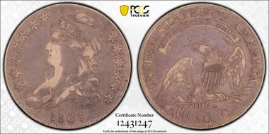 1807 50C Bearded Goddess, O-111b VF25