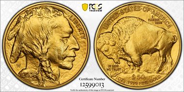 2008-W $50 Burnished Am. Buffalo First Strike .9999 Fine Gold SP70